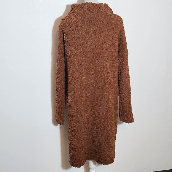 Umgee Long Sleeve Mini Brown Sweater Dress Size Medium