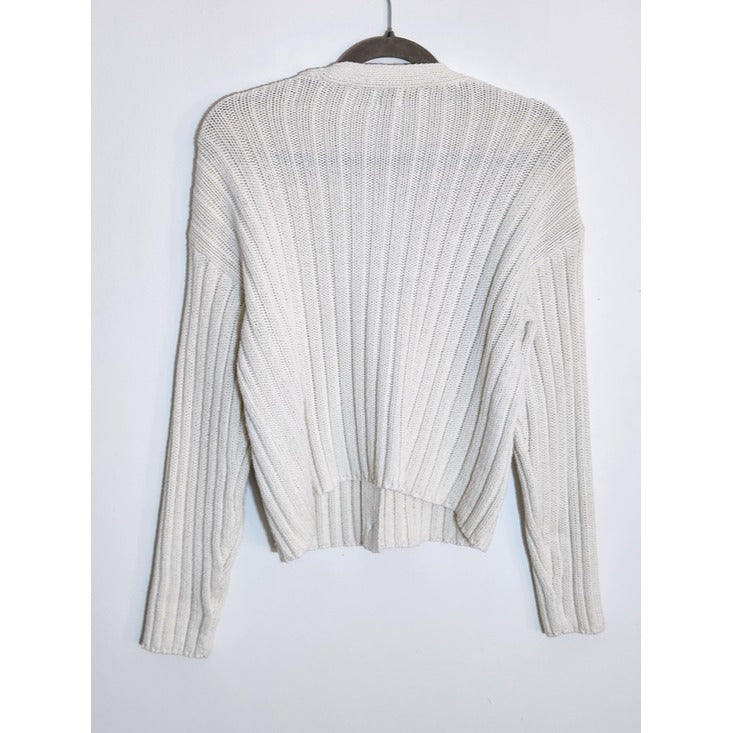 A New Day Cream Ribbed Knit Cardigan Sweater Size Small