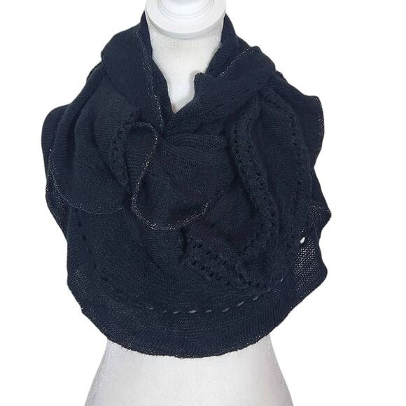 C. Wonder by Christian Siriano Black Infinity Scarf with Metallic Silver Edge