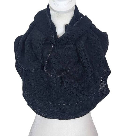 C. Wonder by Christian Siriano Black Infinity Scarf with Metallic Silver Edge