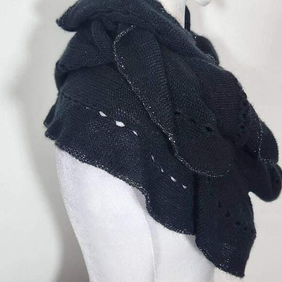 C. Wonder by Christian Siriano Black Infinity Scarf with Metallic Silver Edge