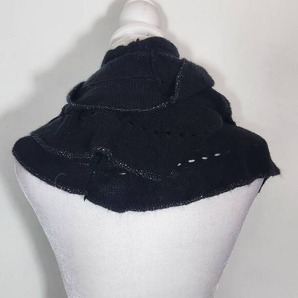 C. Wonder by Christian Siriano Black Infinity Scarf with Metallic Silver Edge