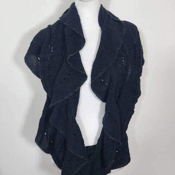 C. Wonder by Christian Siriano Black Infinity Scarf with Metallic Silver Edge