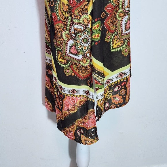 New York & Company Sleeveless Multicolor Paisley Blouse Size Large Retro Blouse