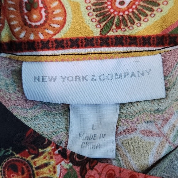 New York & Company Sleeveless Multicolor Paisley Blouse Size Large Retro Blouse