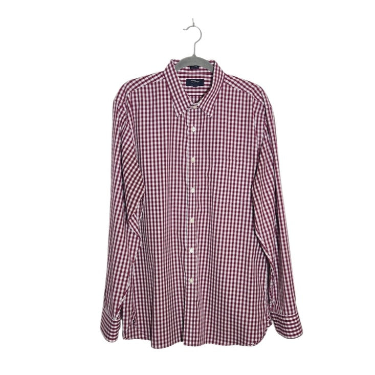 J. Crew Thompson Shirtings Burgundy Check Button Down Shirt Size XL 17–17.5