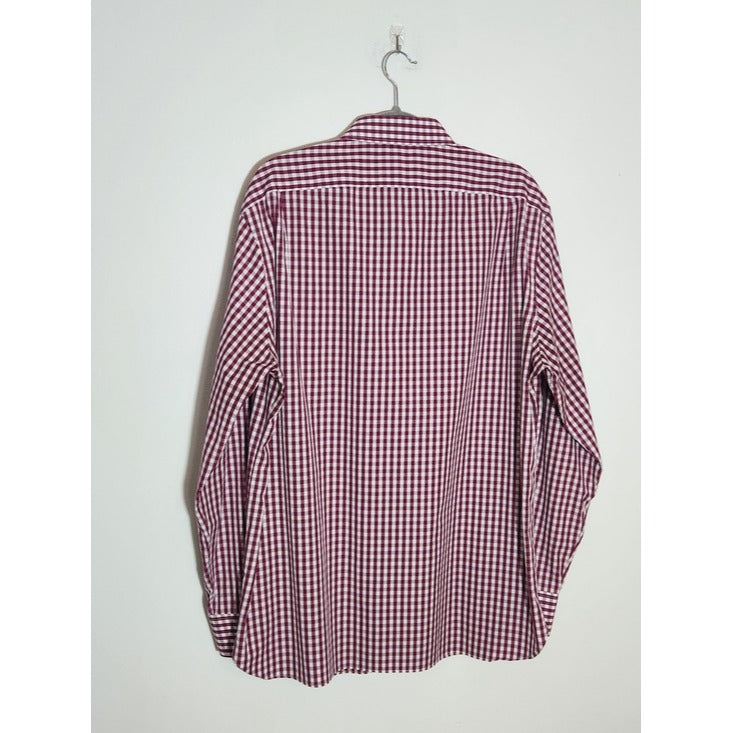 J. Crew Thompson Shirtings Burgundy Check Button Down Shirt Size XL 17–17.5
