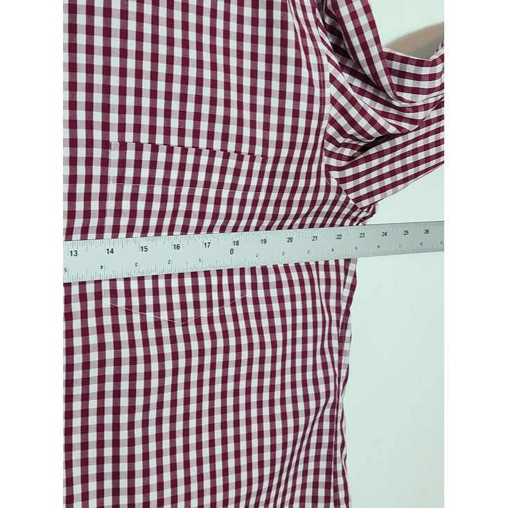 J. Crew Thompson Shirtings Burgundy Check Button Down Shirt Size XL 17–17.5