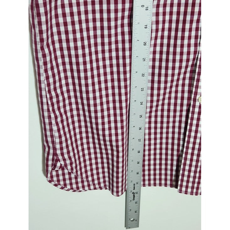 J. Crew Thompson Shirtings Burgundy Check Button Down Shirt Size XL 17–17.5