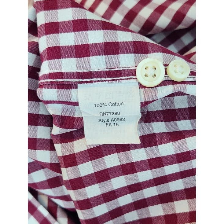J. Crew Thompson Shirtings Burgundy Check Button Down Shirt Size XL 17–17.5