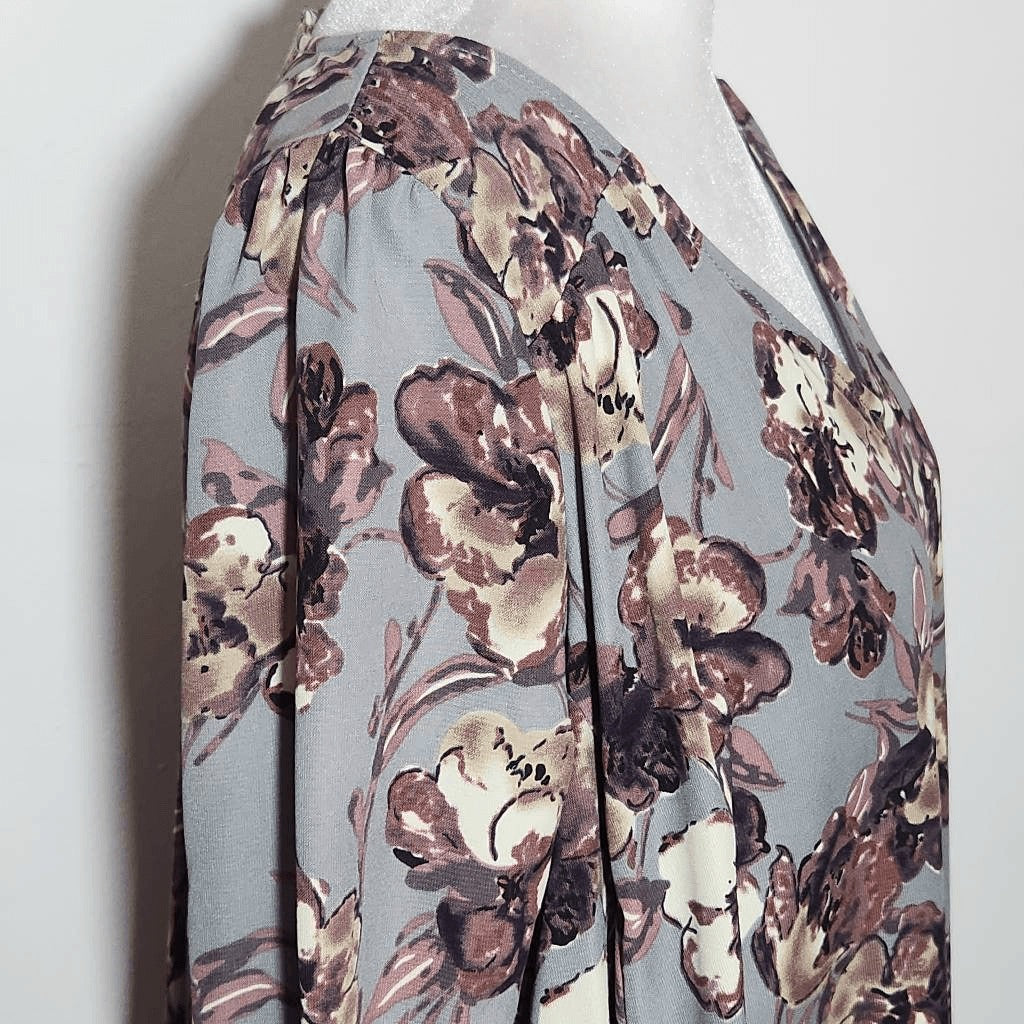 Peach Love California Gray Floral Swing Dress Size Small Wedding Guest Dress