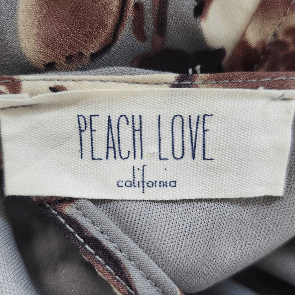 Peach Love California Gray Floral Swing Dress Size Small Wedding Guest Dress