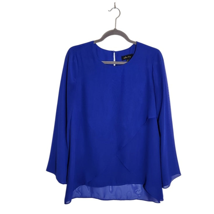 Melissa Paige Cobalt Blue Long-Sleeve Layered Blouse Size Small