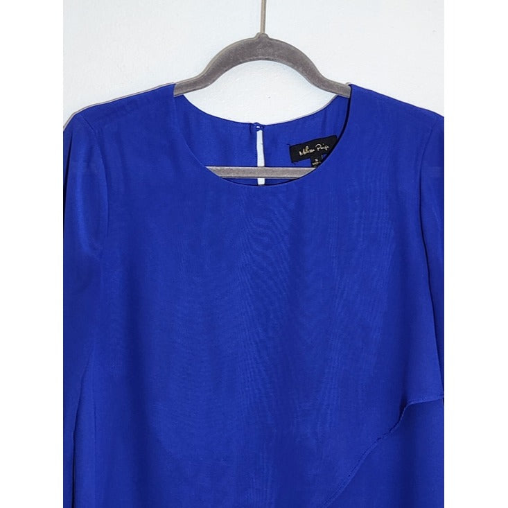 Melissa Paige Cobalt Blue Long-Sleeve Layered Blouse Size Small
