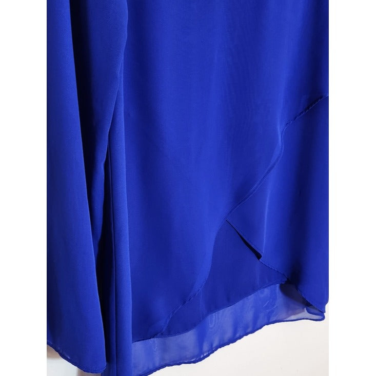Melissa Paige Cobalt Blue Long-Sleeve Layered Blouse Size Small