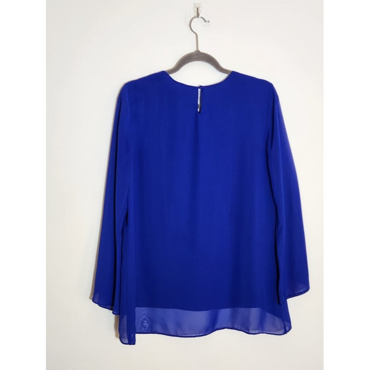 Melissa Paige Cobalt Blue Long-Sleeve Layered Blouse Size Small