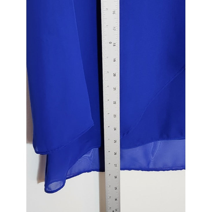 Melissa Paige Cobalt Blue Long-Sleeve Layered Blouse Size Small