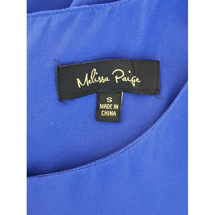 Melissa Paige Cobalt Blue Long-Sleeve Layered Blouse Size Small