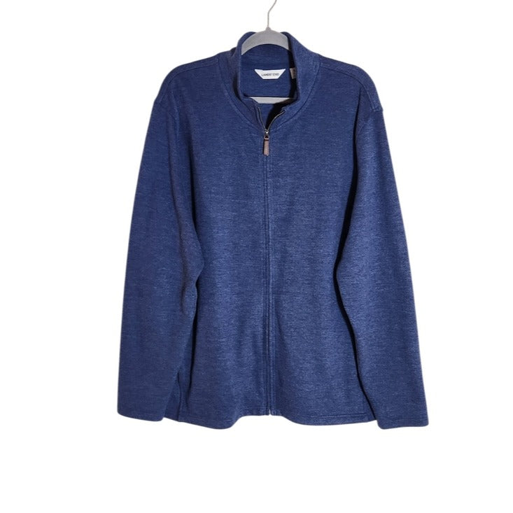 Lands' End Blue Full Zip Mock Neck Sweater with Pockets Size XL