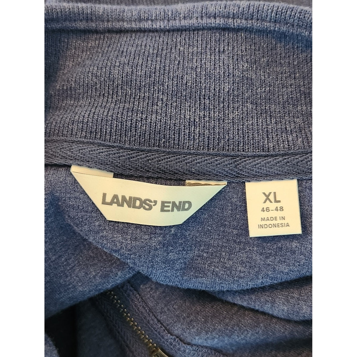 Lands' End Blue Full Zip Mock Neck Sweater with Pockets Size XL