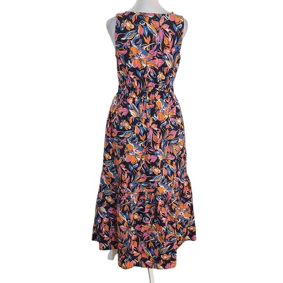 French Connection Cotton Floral Midi Dress Size Large NWT Wedding Guest Dress