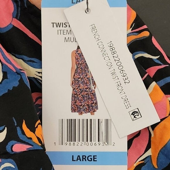 French Connection Cotton Floral Midi Dress Size Large NWT Wedding Guest Dress