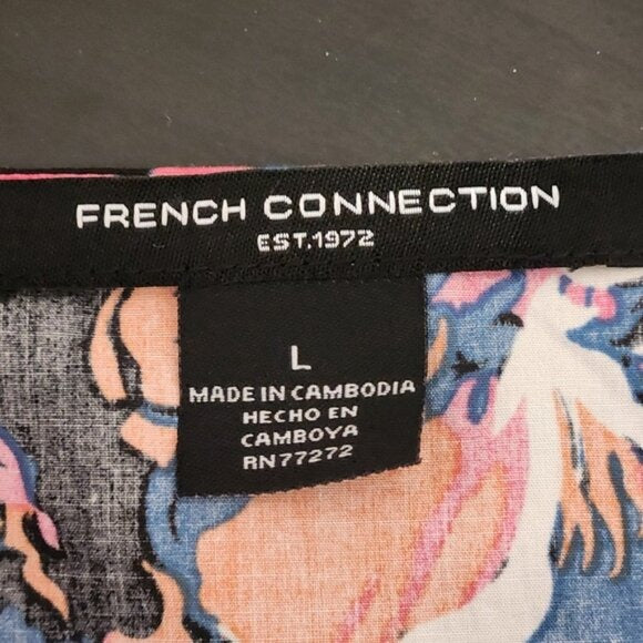 French Connection Cotton Floral Midi Dress Size Large NWT Wedding Guest Dress