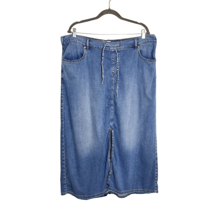 Lane Bryant Womens Chambray Denim Midi Skirt Size 20 Flaw