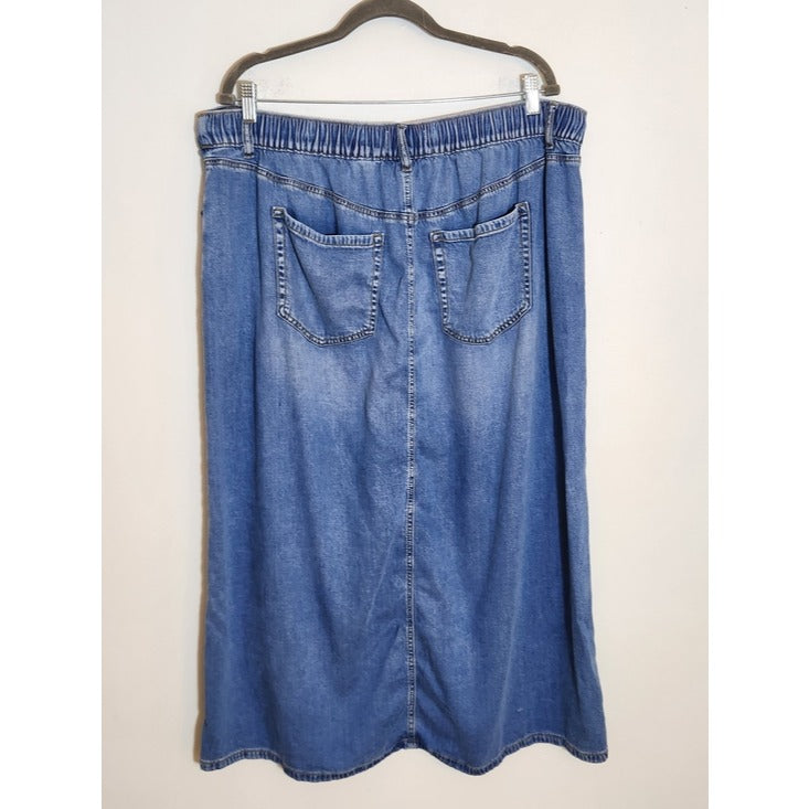 Lane Bryant Womens Chambray Denim Midi Skirt Size 20 Flaw