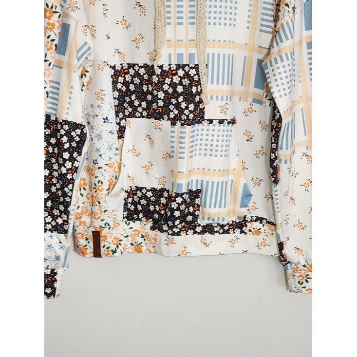 Ampersand Avenue Multi Color Patchwork Hoodie Size Medium