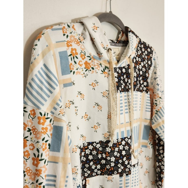 Ampersand Avenue Multi Color Patchwork Hoodie Size Medium