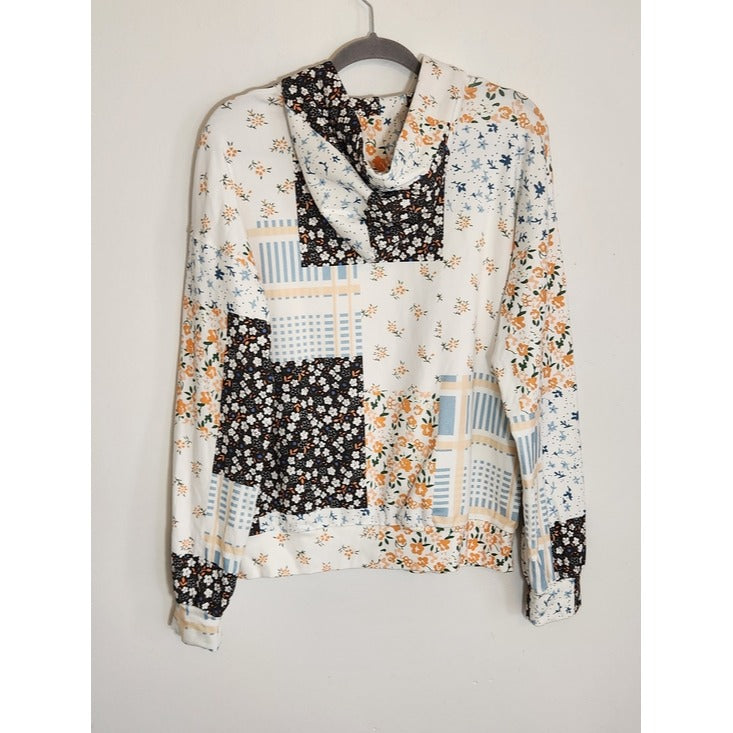 Ampersand Avenue Multi Color Patchwork Hoodie Size Medium
