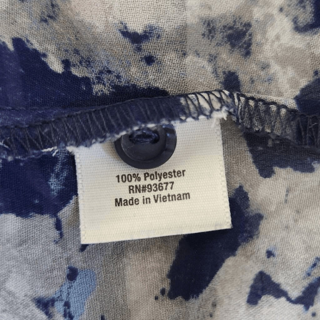 a.n.a Navy and Purple Abstract Sheer Blouse Size XL Petite