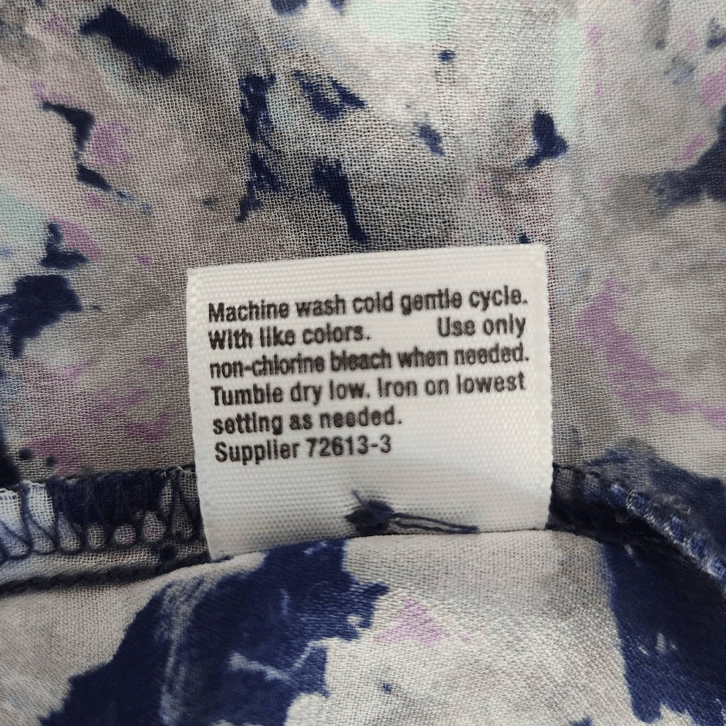 a.n.a Navy and Purple Abstract Sheer Blouse Size XL Petite