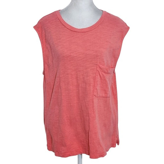 Lou & Grey Sleeveless Pink Muscle Tee Size Large Pink Textured Sleeveless Top