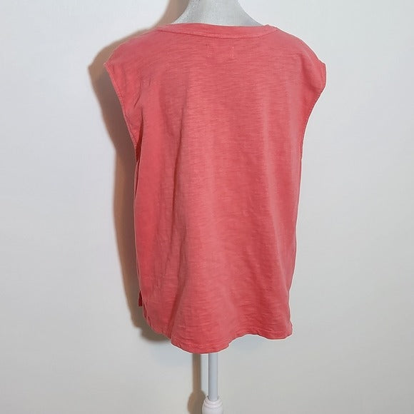 Lou & Grey Sleeveless Pink Muscle Tee Size Large Pink Textured Sleeveless Top