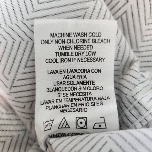 DKNY White and Black Logo Print Short Sleeve Button Down Shirt Size Large