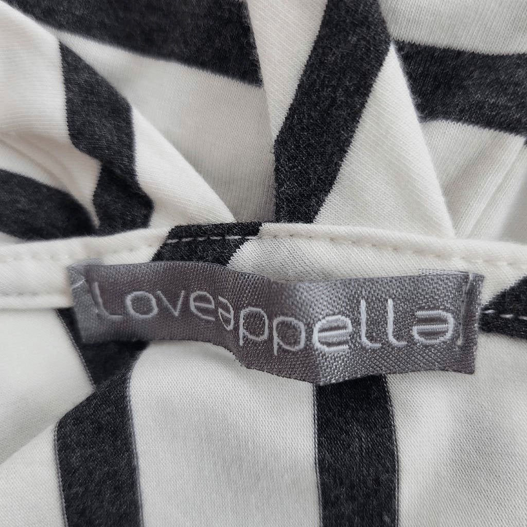 Loveappella Black and White Stripe Sleeveless Tunic with Side Ruching Size Large
