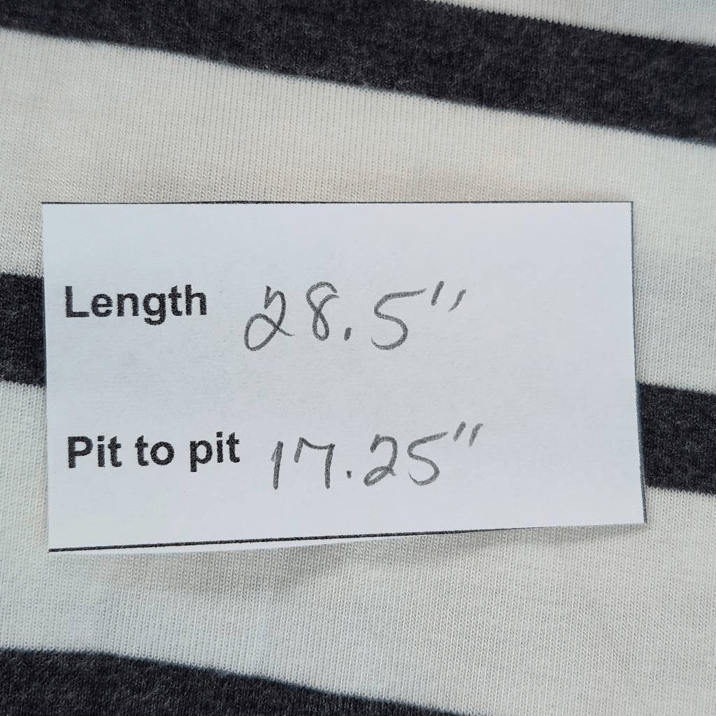 Loveappella Black and White Stripe Sleeveless Tunic with Side Ruching Size Large