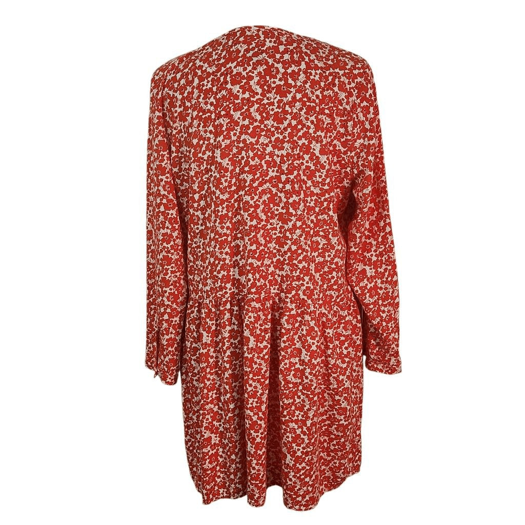 Old Navy Red Floral Mini Dress Size Medium Red Poppy Floral Peasant Mini Dress