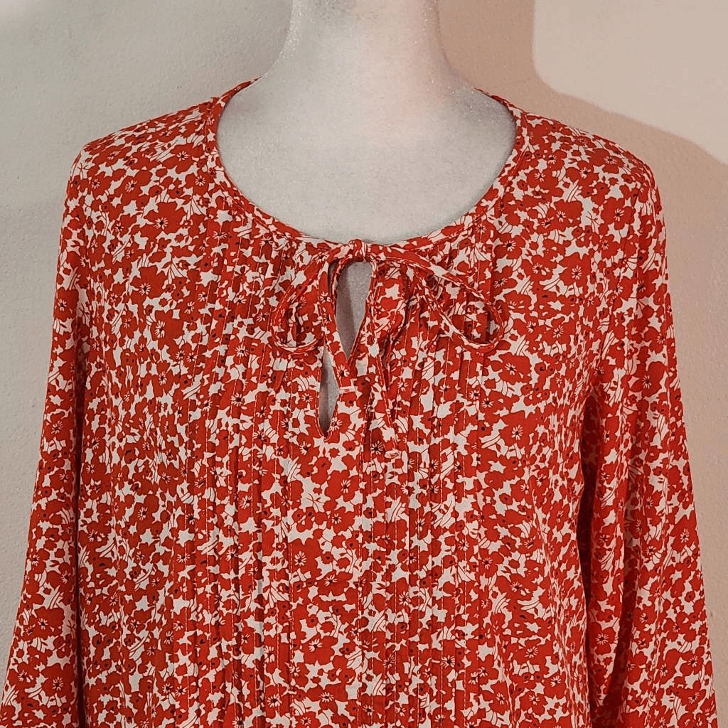 Old Navy Red Floral Mini Dress Size Medium Red Poppy Floral Peasant Mini Dress