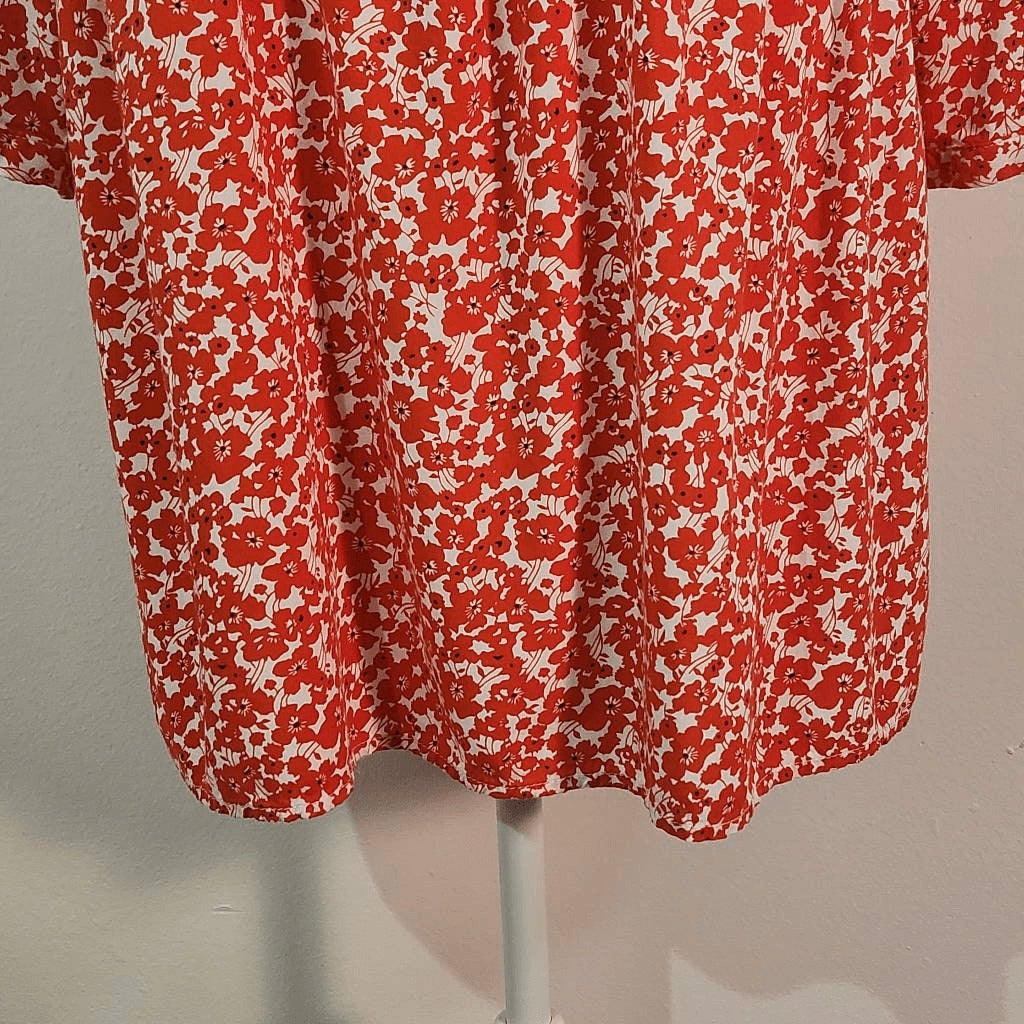Old Navy Red Floral Mini Dress Size Medium Red Poppy Floral Peasant Mini Dress