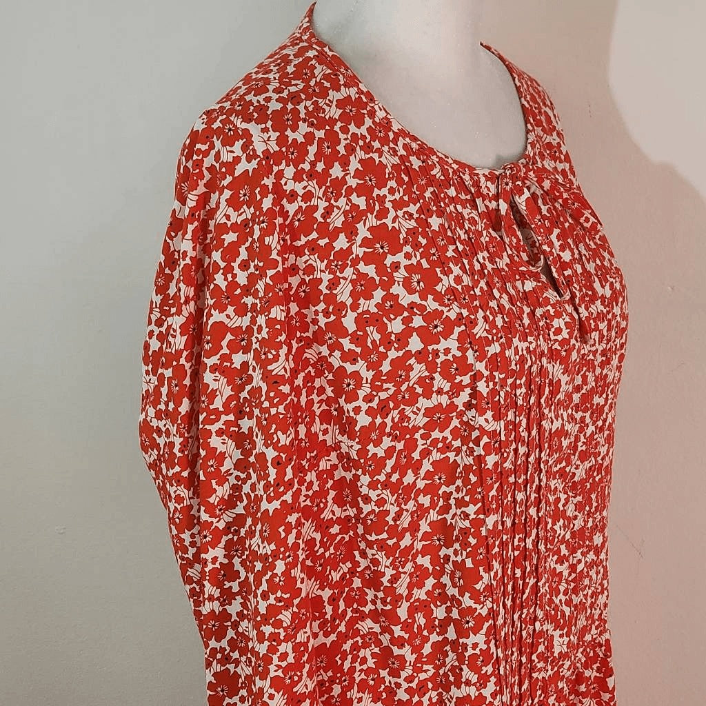 Old Navy Red Floral Mini Dress Size Medium Red Poppy Floral Peasant Mini Dress