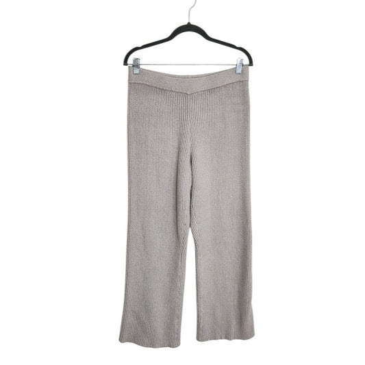 Rachel Zoe Taupe Gray Ribbed Knit Cropped Sweater Pants Size Large