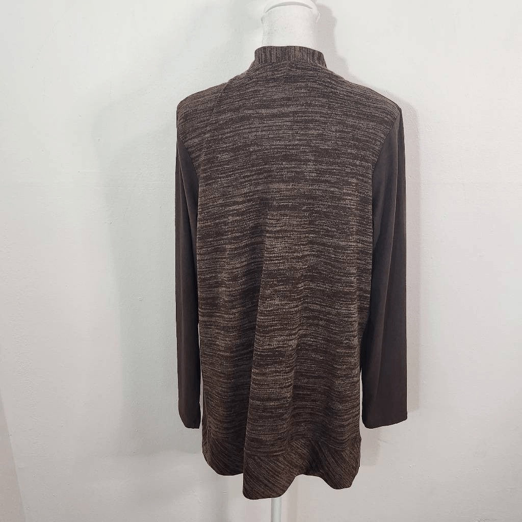 LOGO by Lori Goldstein Brown Zip-Front Cardigan Size Small Brown Cardigan