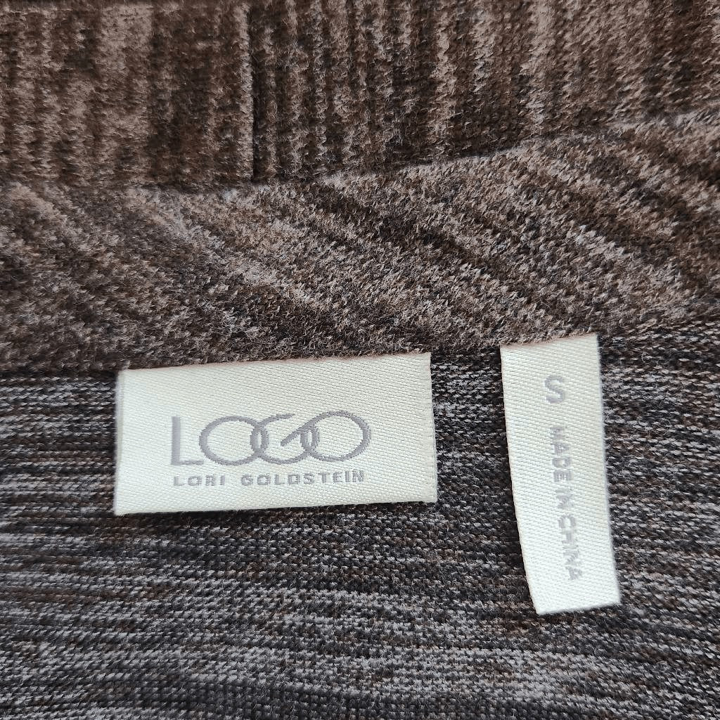 LOGO by Lori Goldstein Brown Zip-Front Cardigan Size Small Brown Cardigan