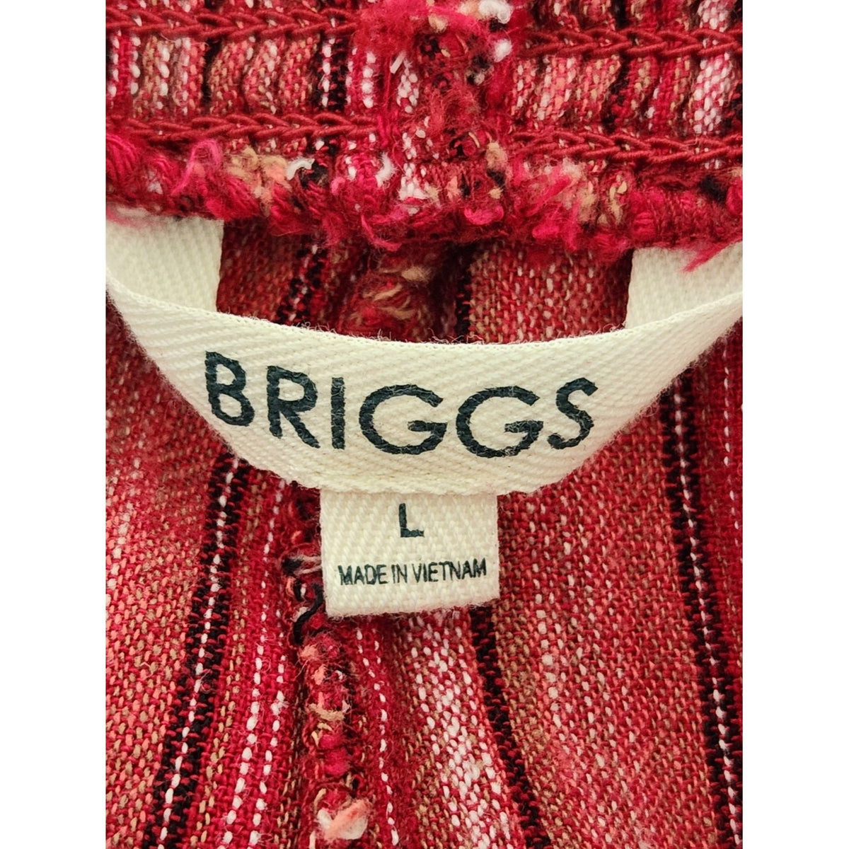 Briggs Burgundy Striped Boho Linen Blend Pull-On Shorts Size Large
