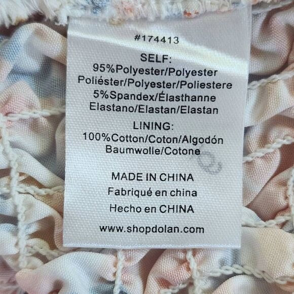 Dolan Orange and Blue Puffy Sleeve Off the Shoulder Smocked Blouse Size Large