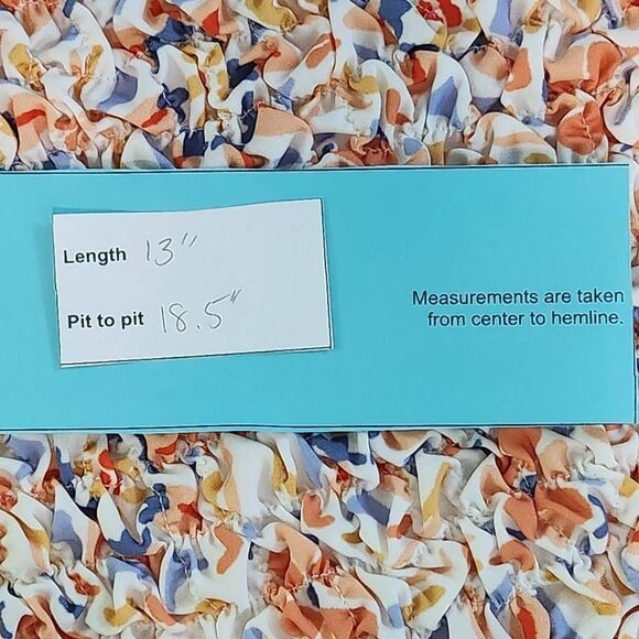 Dolan Orange and Blue Puffy Sleeve Off the Shoulder Smocked Blouse Size Large