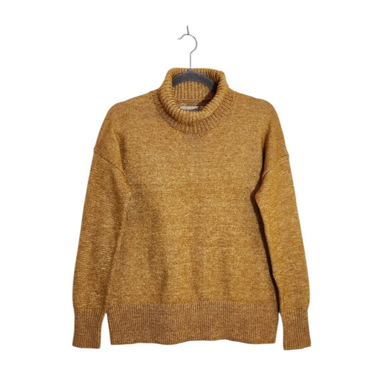LOFT Mustard Gold Fuzzy Turtleneck Sweater Size Small